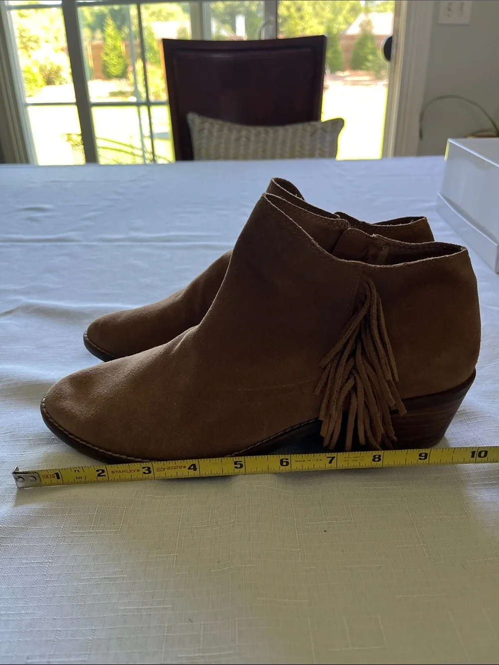 Lucky Brand Tan Suede Fringe Western Ankle Booties Size 8.5